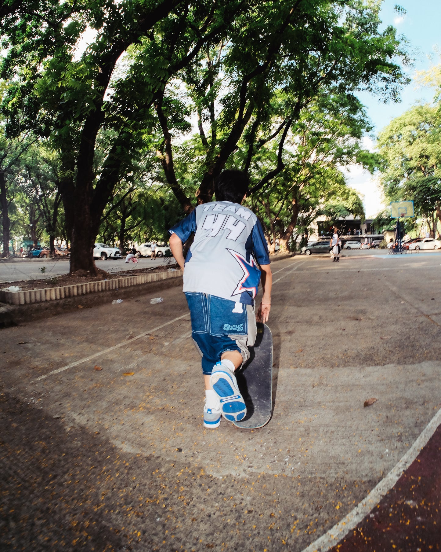 NAVY PANELED JORTS